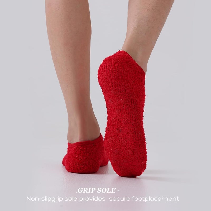 AmazingStone 3Pairs Cozy Winter Fuzzy Socks for Women With Grip Anti-Slip Fluffy Plush House Warm Ankle Socks - Image 4